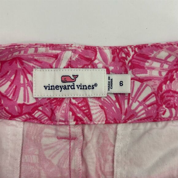 Vineyard Vines Women's Pink Seashell Print Chino Shorts Size 6 - Picture 5 of 8